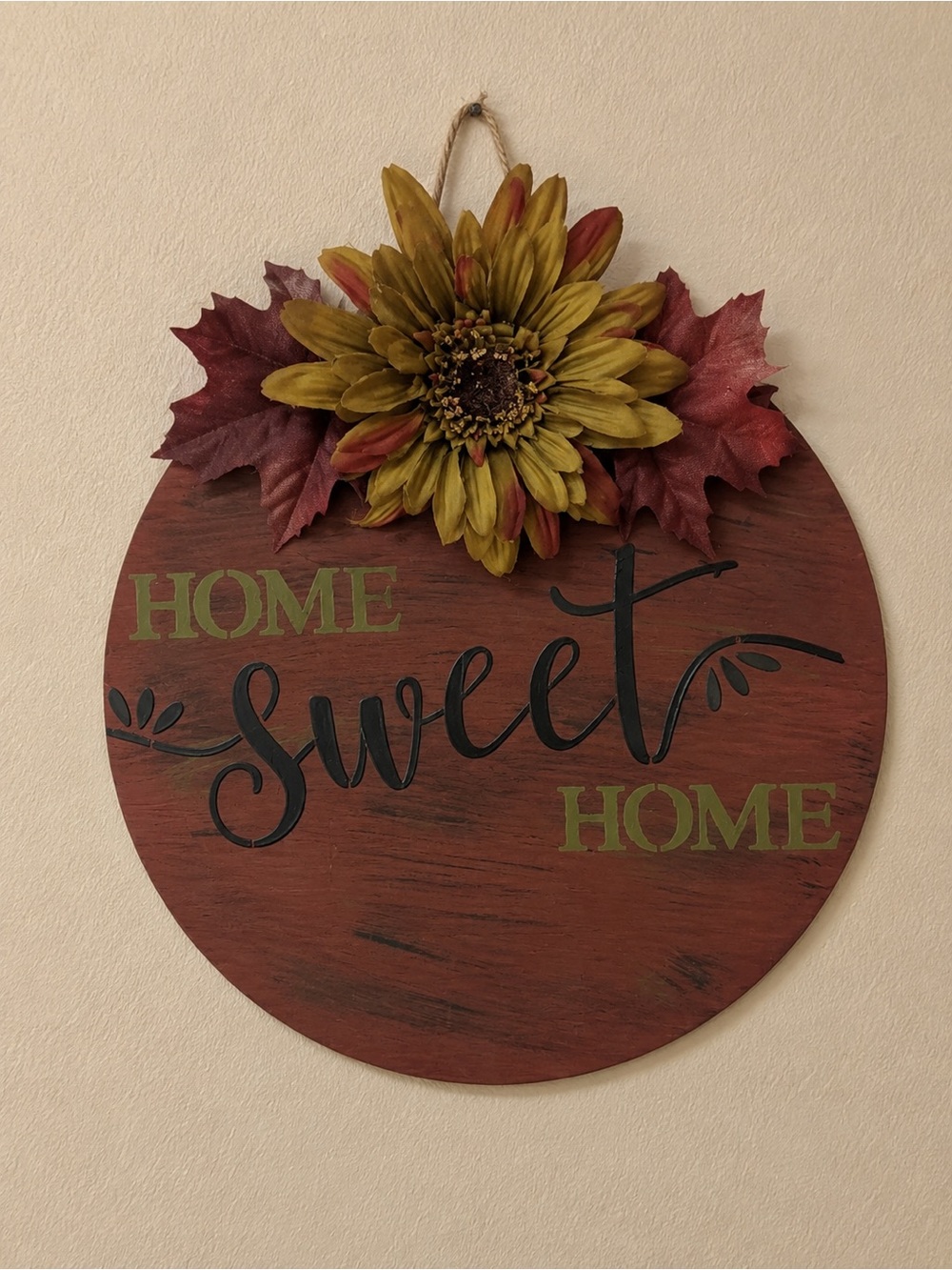 Home Sweet Home Round Wall Sign with Sunflower